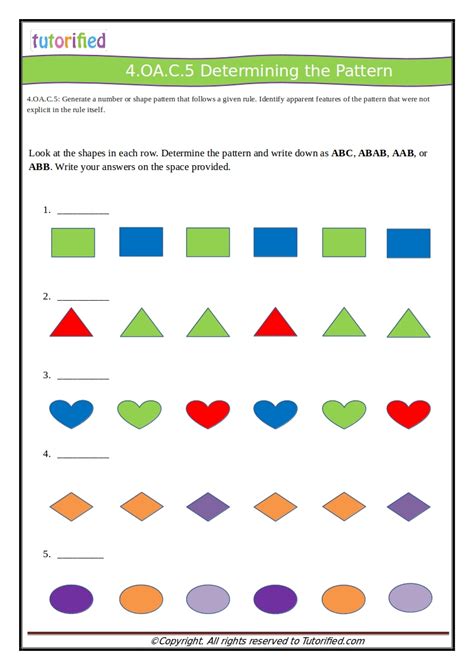 4th grade pattern worksheets.